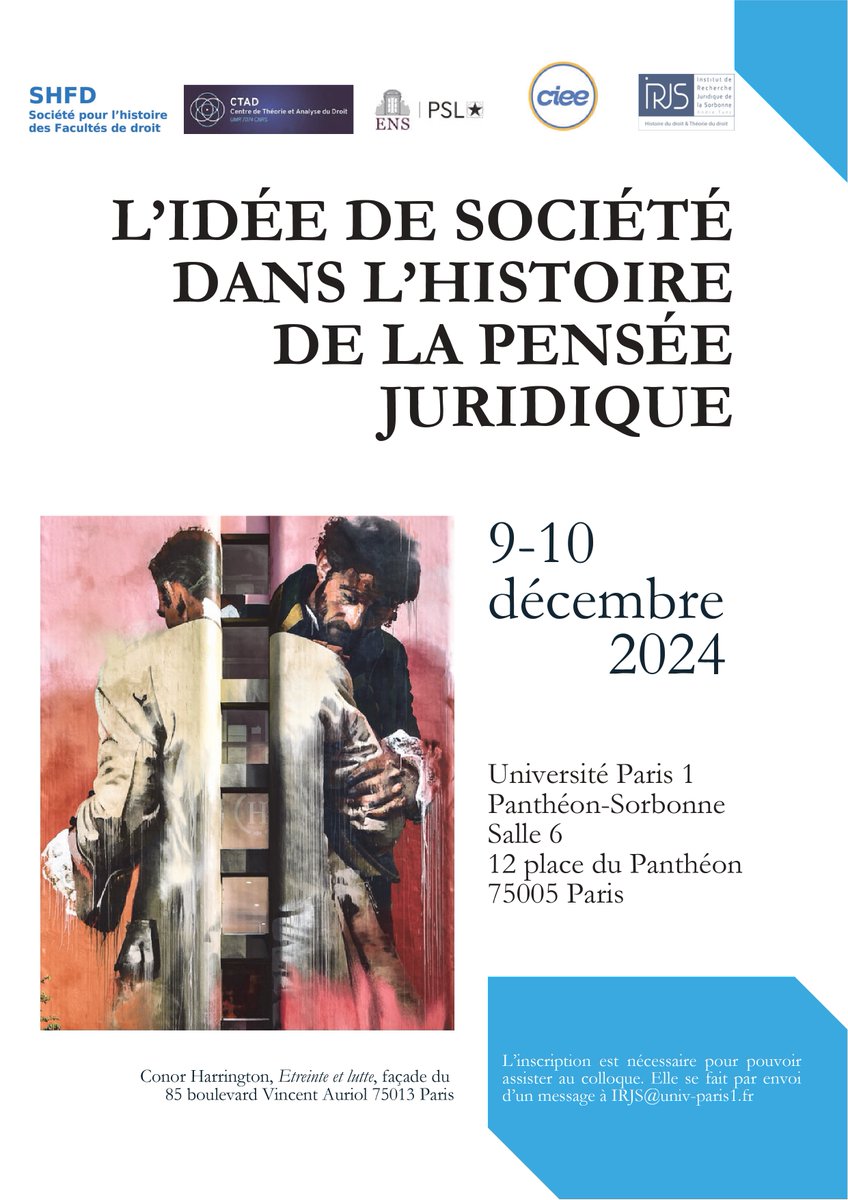Les journées d'étude "L'idée de société dans l'histoire de la pensée juridique" se dérouleront les lundi 9 et mardi 10 décembre 2024 dans la salle 6 du Centre Panthéon.

🗓 9 et 10 décembre 2024
🕞 14h-17h et 9h30-17h
📍 Salle 6, Centre Panthéon, 12 place du Panthéon, 75005