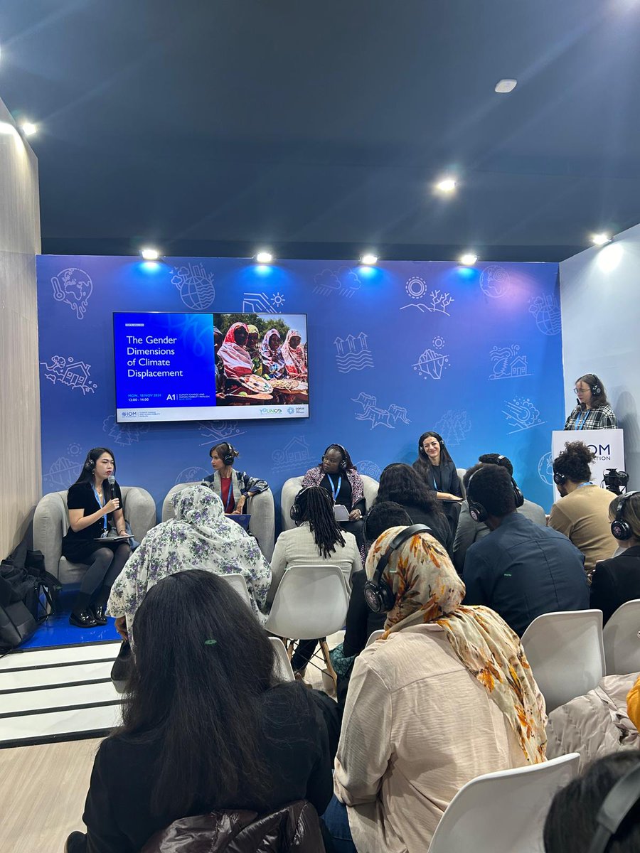 YOUNGOMIGRATION's tweet photo. At @COP29_AZ, we hosted a side event on the Gender Dimensions of Climate Mobility!

We delved into critical discussions about how disasters linked to climate change disproportionately impact women, young people, and children, highlighting the urgent need for inclusive solutions. https://t.co/3P0UoLjled
