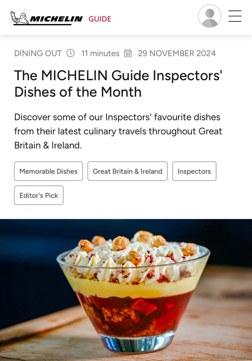 pipeandglass's tweet photo. What a thrill to see one of our dishes featured in the Michelin Guide inspector's Dishes of the Month.
Read the full article here: https://t.co/oGnXx1OUyq
@michelinguide #onthemenu #pipeandglass #autumnfruits๐๐๐๐๐๐ #trifle #michelinstar #michelinpub #pubgrub #aaguide https://t.co/Dit7czRmIc