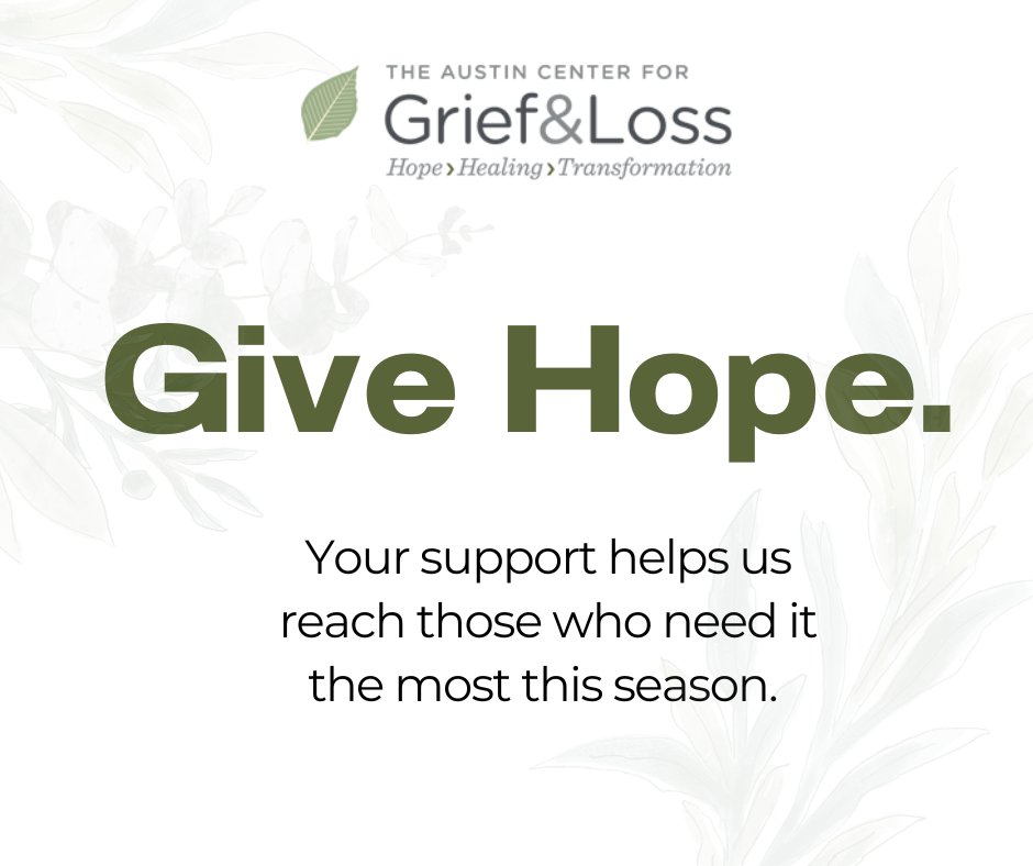 🌟 Giving Tuesday is Here! 🌟
Make a difference for our neighbors navigating grief and loss. Your gift to ACGL gives counseling, support groups, and resources to those who need it most. Start today strong! austingrief.org/donate
#GivingTuesday #HopeForTheHolidays #GriefSupport
