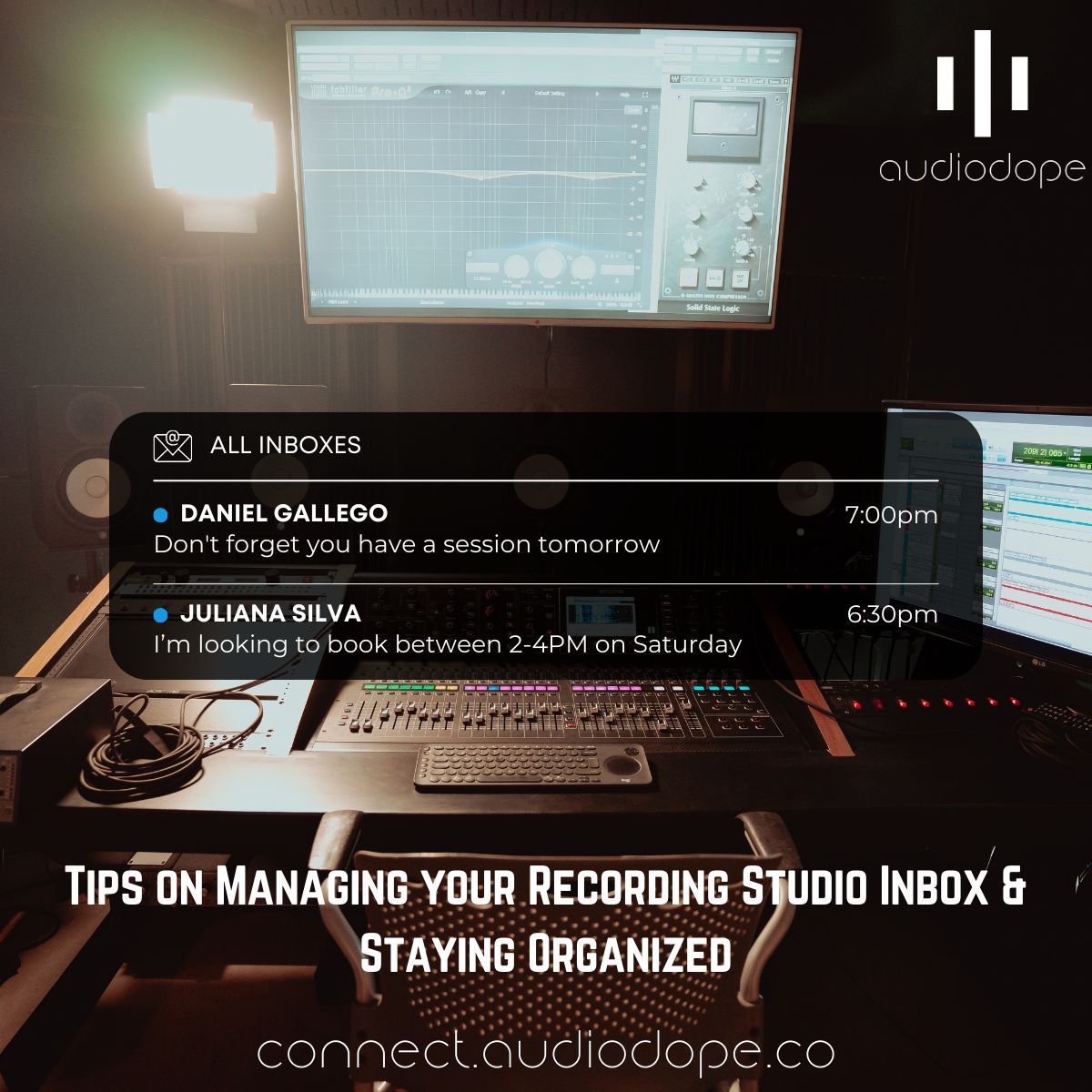 audiodopeapp's tweet photo. In our previous blog, we highlighted the importance of clear communication in the studio. Now, we share tips on managing your studio's email inbox efficiently, as it's the communication hub.

https://t.co/vn37GwwyNw

#audiodope https://t.co/ZUretLCt6z