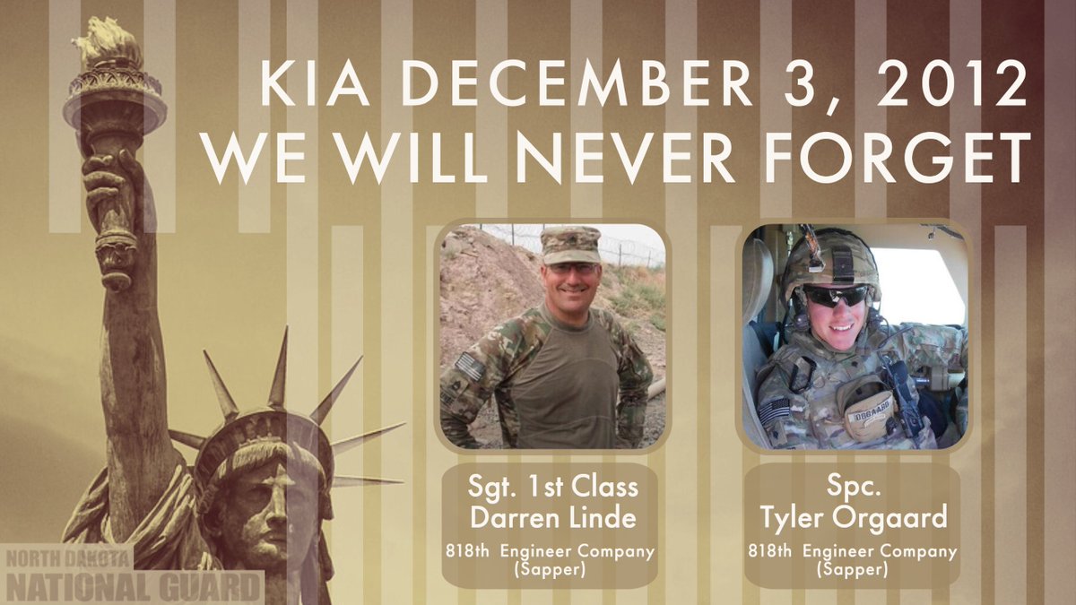 12 years ago today, SFC Darren Linde and SPC Tyler Orgaard gave their lives for their country. They were killed in action in Afghanistan while serving with the 818th Engineer Company (Sapper). We will never forget their service and sacrifice, nor that of their family and friends.