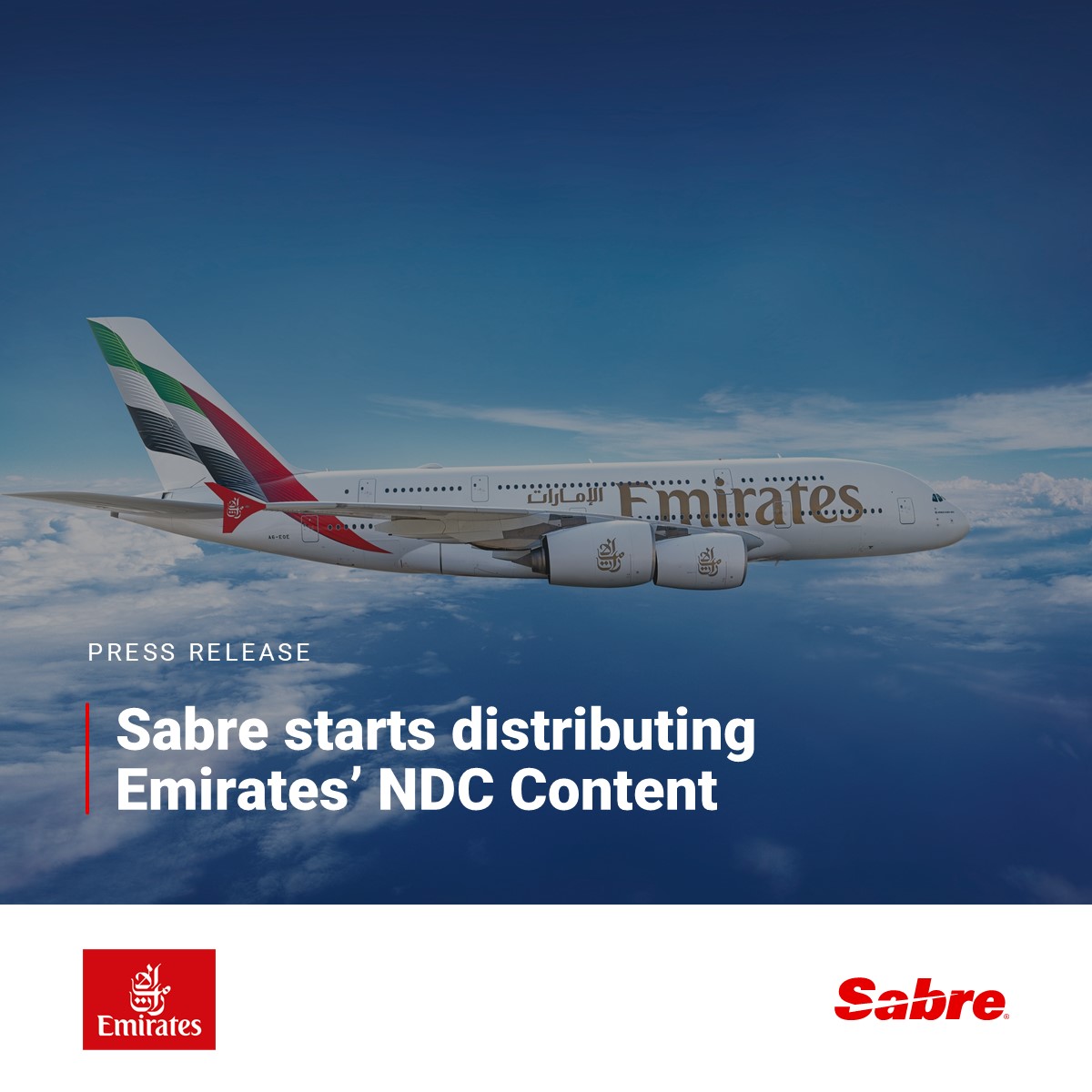 Sabre_Corp's tweet image. Our #NDC footprint continues to grow with the launch of NDC offers from @Emirates! Discover more 👉 bit.ly/3AXoTYF #multisource #TogetherWeMakeTravelHappen