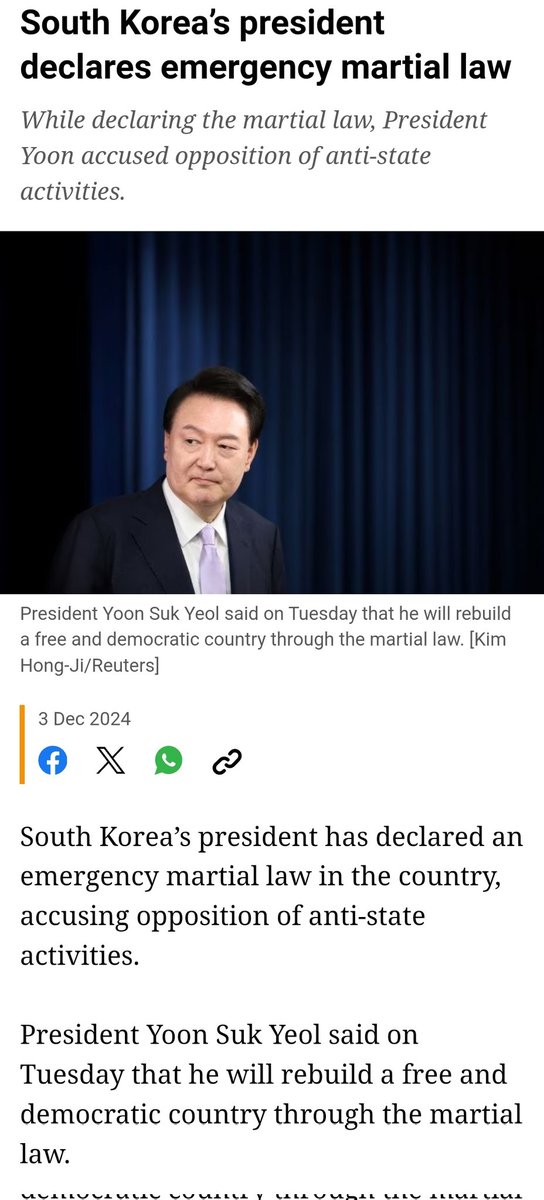 I did not have a military coup d'etat and suspension of democracy in South Korea on my 2024 bingo card. This is a hugely terrifying power play by Yoon, who is clearly taking a lead out of the playbooks of Park Chung-hee and Chun Doo-hwan. This is terribly frightening