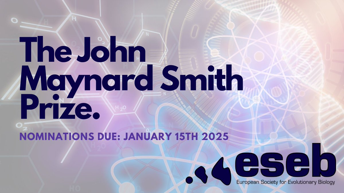 ESEB welcomes nominations for the John Maynard Smith (JMS) Prize 2025

The JMS Prize is awarded annually to an outstanding young evolutionary biologist in the field of evolutionary biology. Nominations and self-nominations are accepted

Details: ow.ly/yA0w50TIKR9