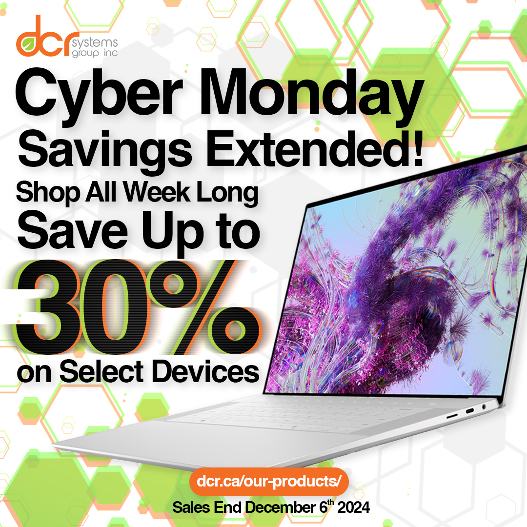 DCRSystemsGroup's tweet image. Cyber Monday might have passed but our deals haven’t! Save up to 30% OFF on laptops and monitors until December 6th! For a limited time only shop our deals today and save money on quality tech! Shop today at dcr.ca and get free shipping in Canada!