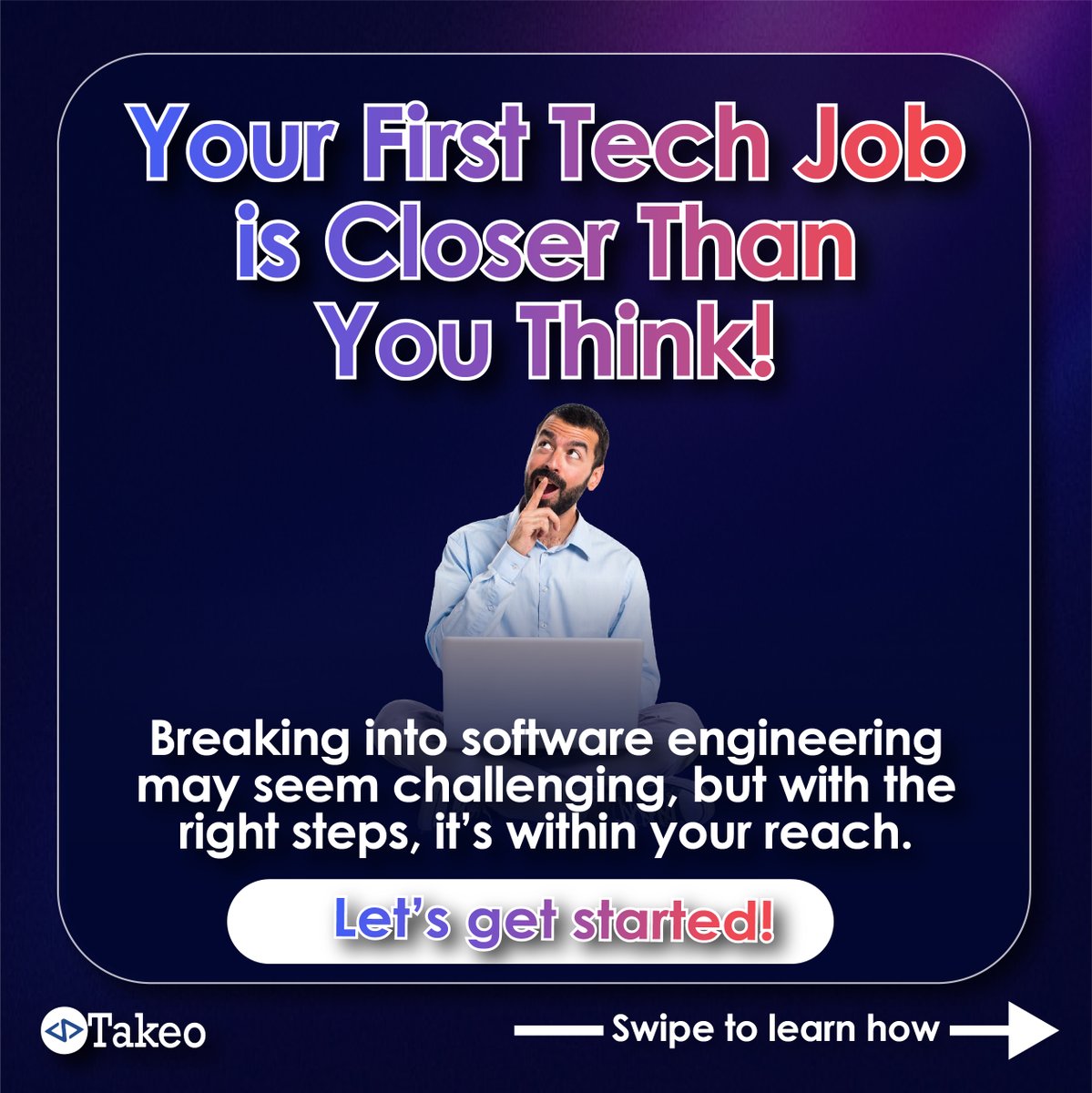 🚀 Your First Tech Job is Closer Than You Think!

Breaking into software engineering can feel tough, but with the right steps, it’s 100% possible!

Here’s how:
1️⃣ Master programming basics (Python, JavaScript, SQL).
2️⃣ Build a standout portfolio (real-world projects on GitHub).