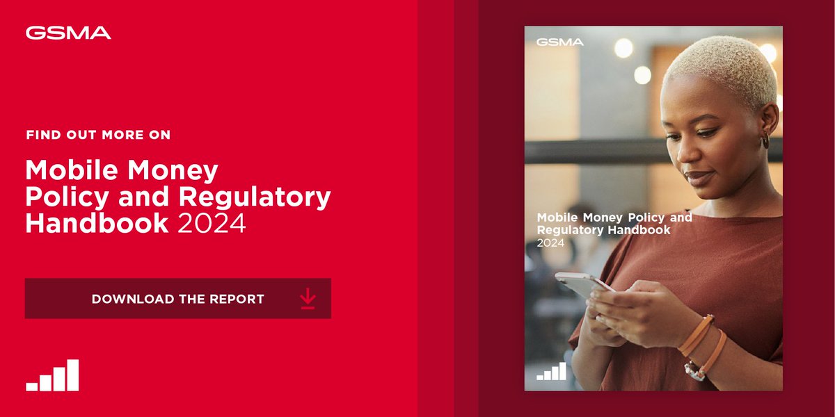 GSMAm4d's tweet photo. Read the new GSMA #MobileMoney Policy and Regulatory Handbook to learn more about how effective and appropriate #MobileMoney policy and regulation can advance #financial inclusion, integrity, and stability: https://t.co/vQbka1Qz31 https://t.co/LAYGF4e3i6