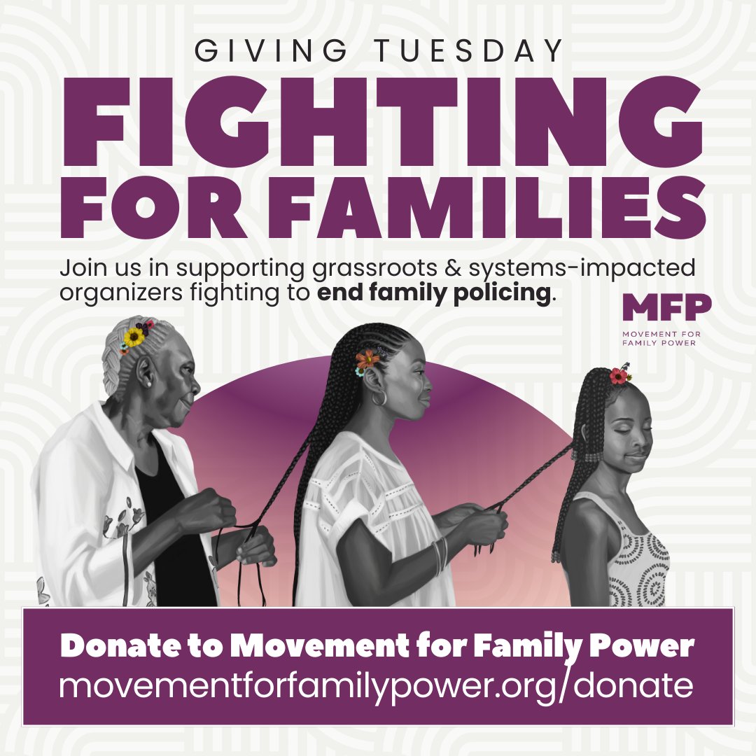 You power our movement!

Here’s 4 ways you can support MFP this #GivingTuesday in resourcing grassroots &amp; systems-impacted activists fighting for families: 

1. DONATE – Make a one-time or recurring tax-deductible donation: movementforfamilypower.org/donate