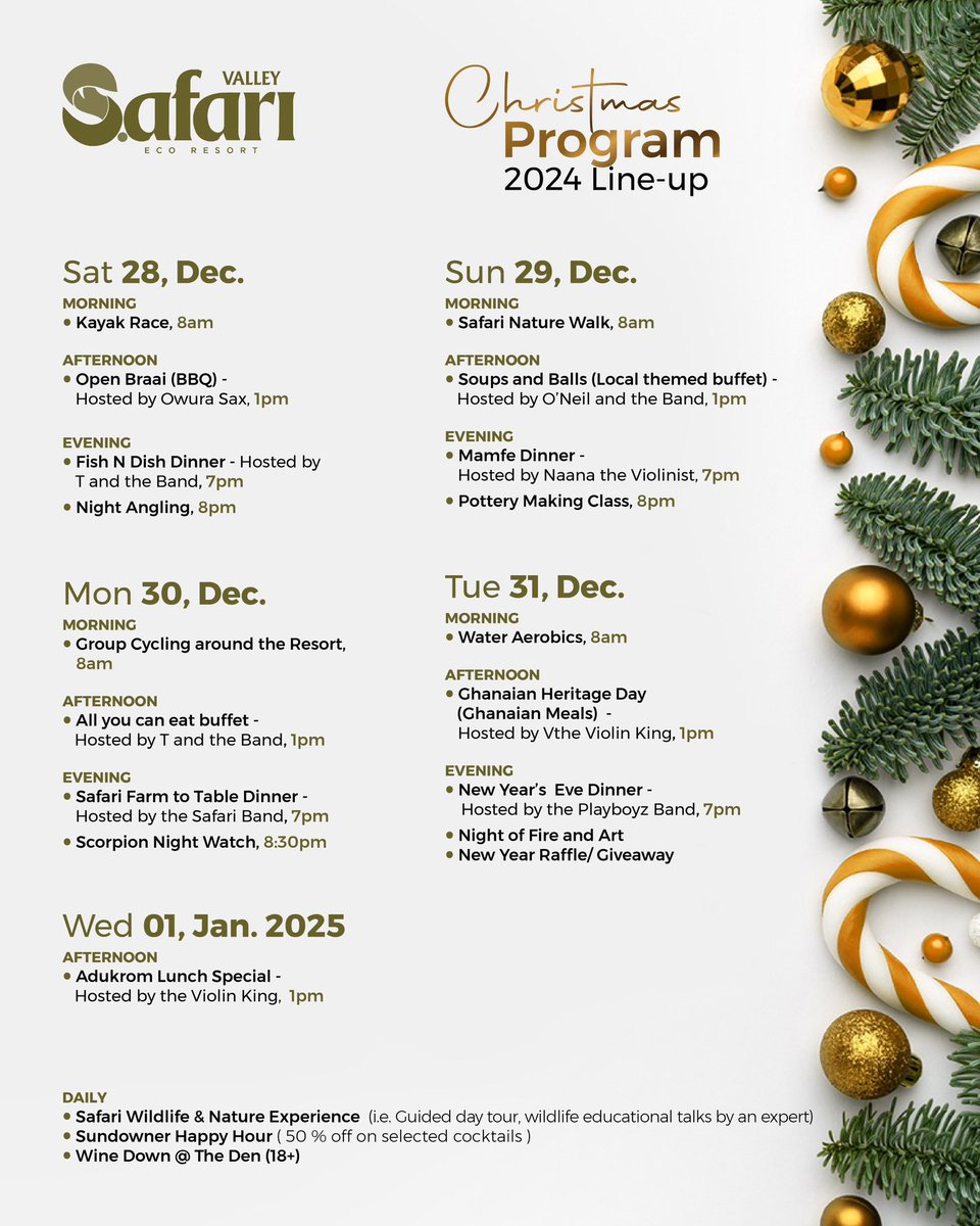 This Christmas, escape to the serene beauty of <a href="/safarivalley/">safarivalley</a> 🎄✨ Join us for a festive celebration filled with joy, adventure, and relaxation. #xmascelebration #resortsinafrica