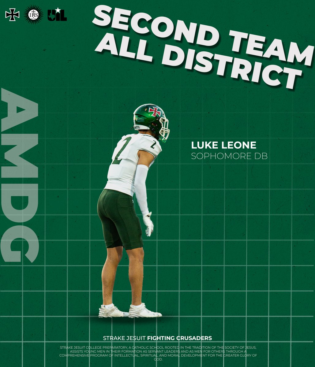 Strake Jesuit Football (@strakejesuitfb) on Twitter photo Congratulations to <a href="/LukeLeone5/">Luke Leone</a>
2nd Team All-District Corner
34 Tackles - 5 PBU's - 2 INT's
Academic All-District Congratulations to <a href="/LukeLeone5/">Luke Leone</a>
2nd Team All-District Corner
34 Tackles - 5 PBU's - 2 INT's
Academic All-District