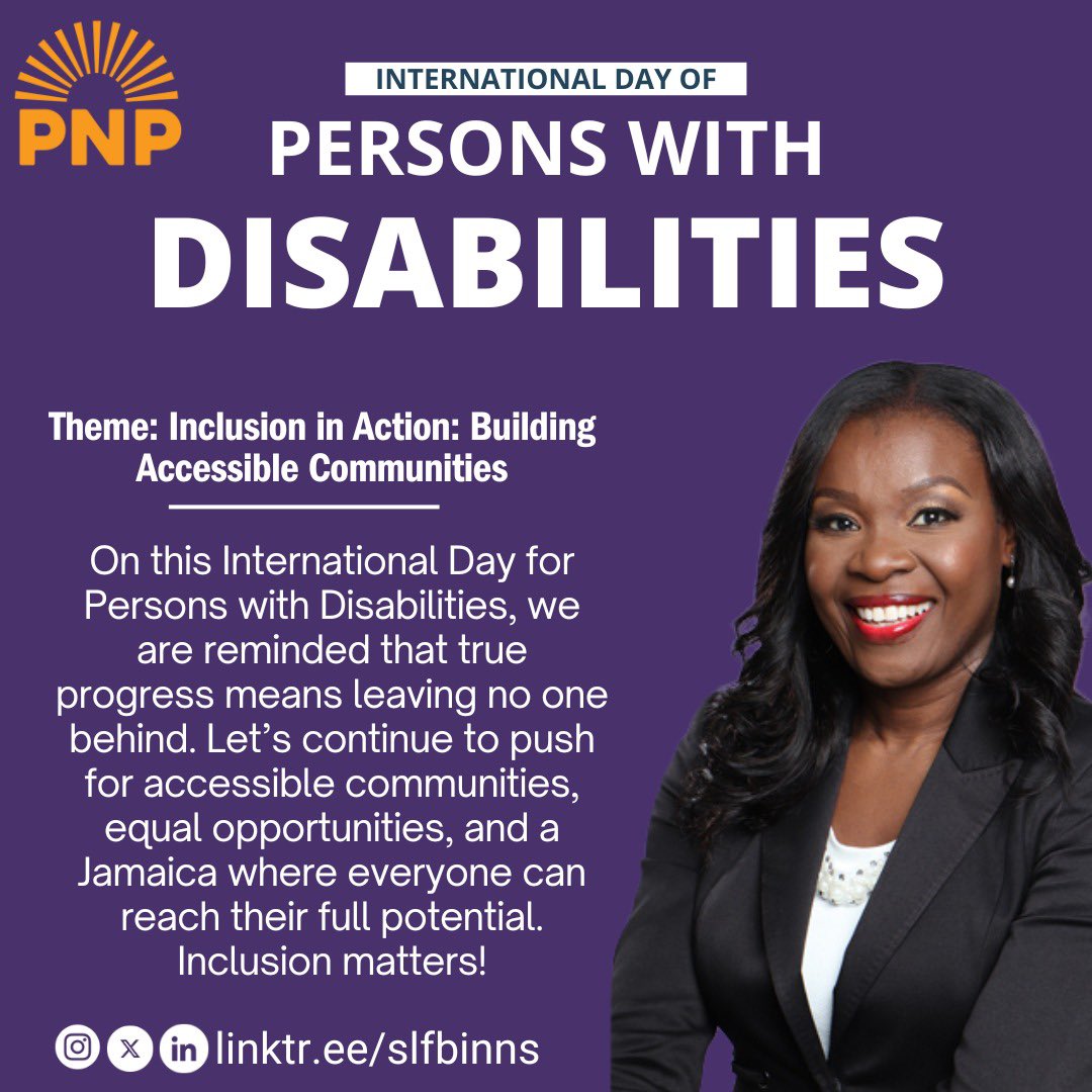 On this International Day for Persons with Disabilities, we are reminded that true progress means leaving no one behind. Let’s continue to push for accessible communities, equal opportunities, and a Jamaica where everyone can reach their full potential. Inclusion matters!
