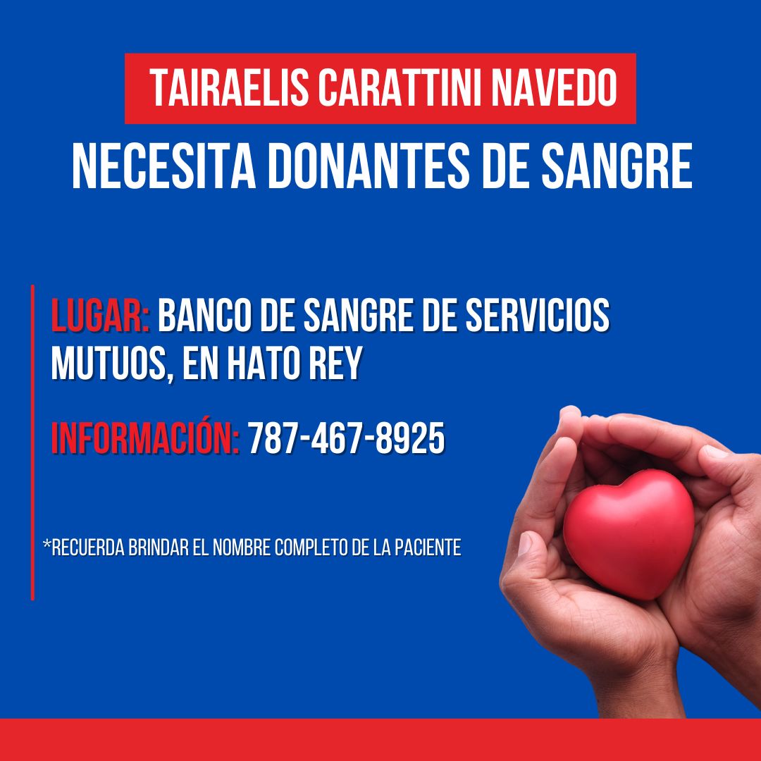 TelemundoPR's tweet photo. Tairaelis Carattini Navedo, de 22 años, necesita urgentemente sangre de todo tipo. La joven está hospitalizada tras sufrir una hemorragia. ¡Dona vida! https://t.co/SrZ4RaNyvq