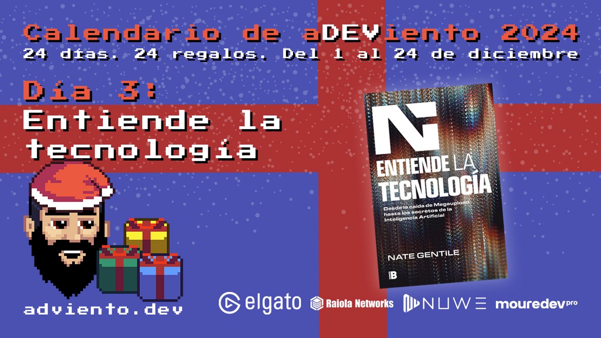 🎁 Comienza el día 3 del #aDEViento2024!
24 días. 24 regalos para aprender programación

🗓️ Regalo: Entiende la Tecnología, el nuevo libro de <a href="/nategentile7/">Nate Gentile</a>
🔁 Sígueme y comparte esta publicación para participar
🌐 Válido para todo el mundo

Info en adviento.dev