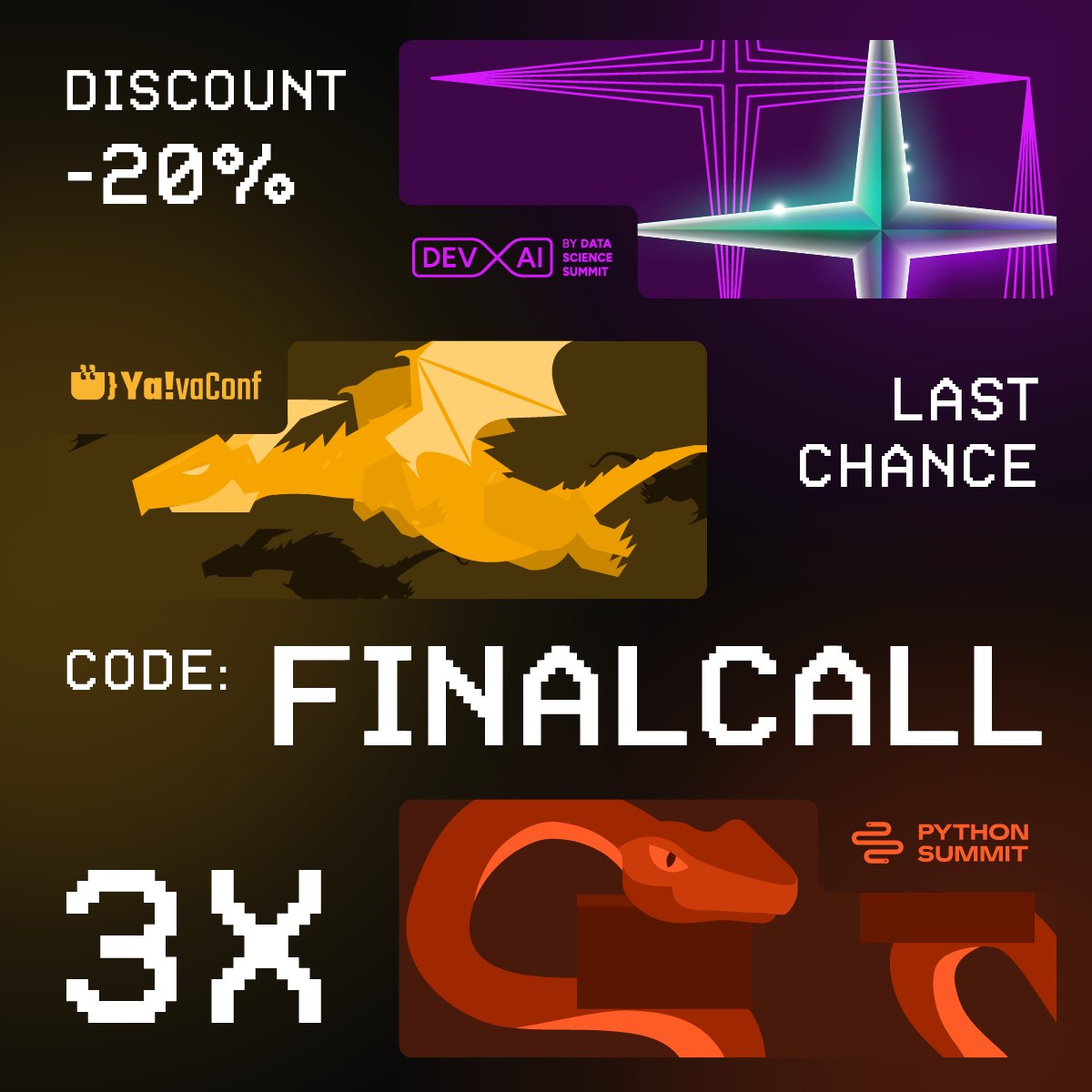 #DevAI24 is coming soon! 🚀
🎟️ Register now and use the discount code FINALCALL to get 20% off on Standard and Executive packages.
--
devai.dssconf.pl