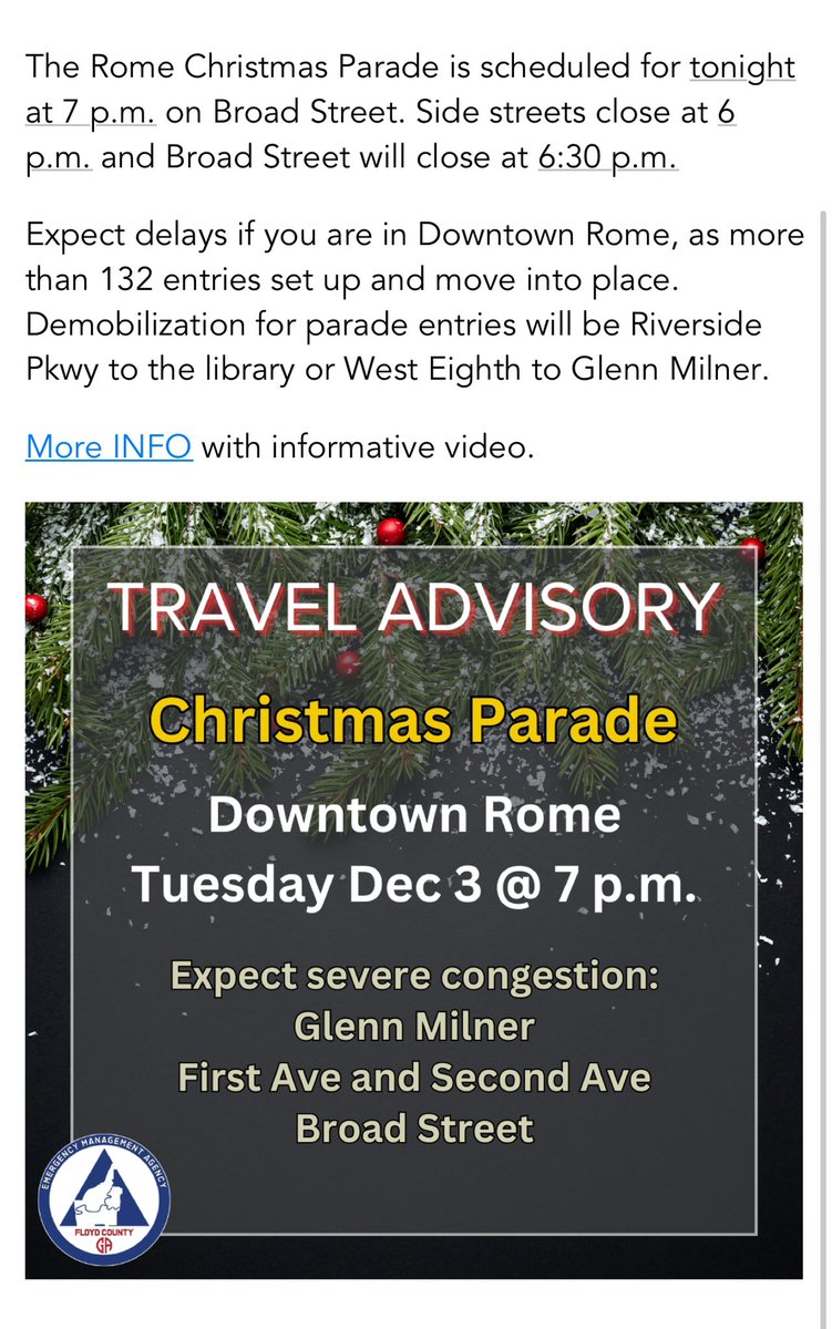 NWGAStormDawgwx's tweet image. #RomeGa Christmas Parade tonight. #FloydCountyGa
