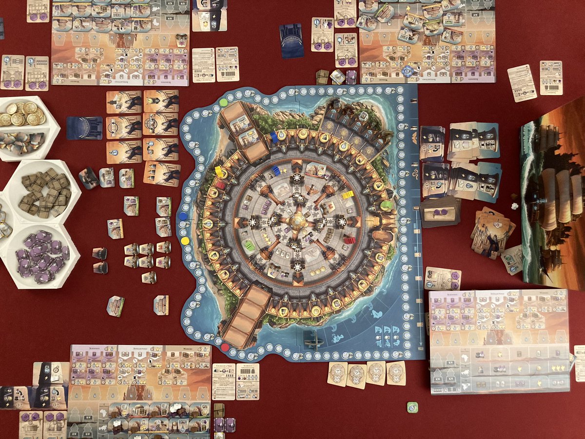 Atlantis Exodus. Un jeu de George Halkias et Konstantinos Karagiannis édité par <a href="/dlp_games/">dlp games Verlag</a> 
Une interaction intéressante sur le déplacement d’ouvriers le long des voies qui changent à chaque manche.
Un développement super plaisant de son plateau personnel !
Gros coup de cœur ❤️