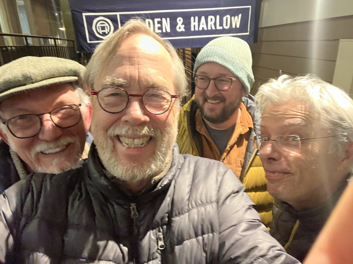 Tony Trischka (@tonytrischka) on Twitter photo Hanging in Boston after spending a day teaching at <a href="/BerkleeCollege/">Berklee College of Music</a>. Your left to right: <a href="/brucemolsky0/">Bruce Molsky</a> <a href="/minnesotajoseph/">Joe K. Walsh</a> <a href="/darol_anger/">darol anger</a> and I'm the other guy.
📍<a href="/AldenHarlow/">Alden & Harlow</a> Hanging in Boston after spending a day teaching at <a href="/BerkleeCollege/">Berklee College of Music</a>. Your left to right: <a href="/brucemolsky0/">Bruce Molsky</a> <a href="/minnesotajoseph/">Joe K. Walsh</a> <a href="/darol_anger/">darol anger</a> and I'm the other guy.
📍<a href="/AldenHarlow/">Alden & Harlow</a>