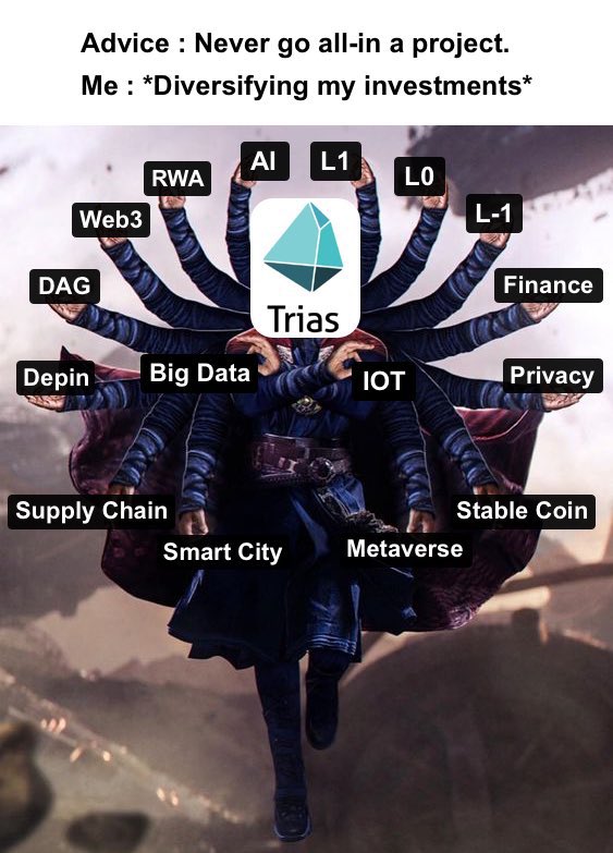 mfs3021's tweet photo. If you like diversifying investments across industries.

$Trias = One for All

✅ RWA
✅ AI
✅ IOT
✅ Metaverse
✅ L1
✅ L0
✅ L-1
✅ Finance
✅ Audit
✅ Security
✅ Web3
✅ Decentralized Cloud
✅ Big Data
✅ Privacy
✅ Smart City
✅ Supply Chain
✅ Stable Coin
✅ Depin
✅ Dag https://t.co/nbretLPkA2