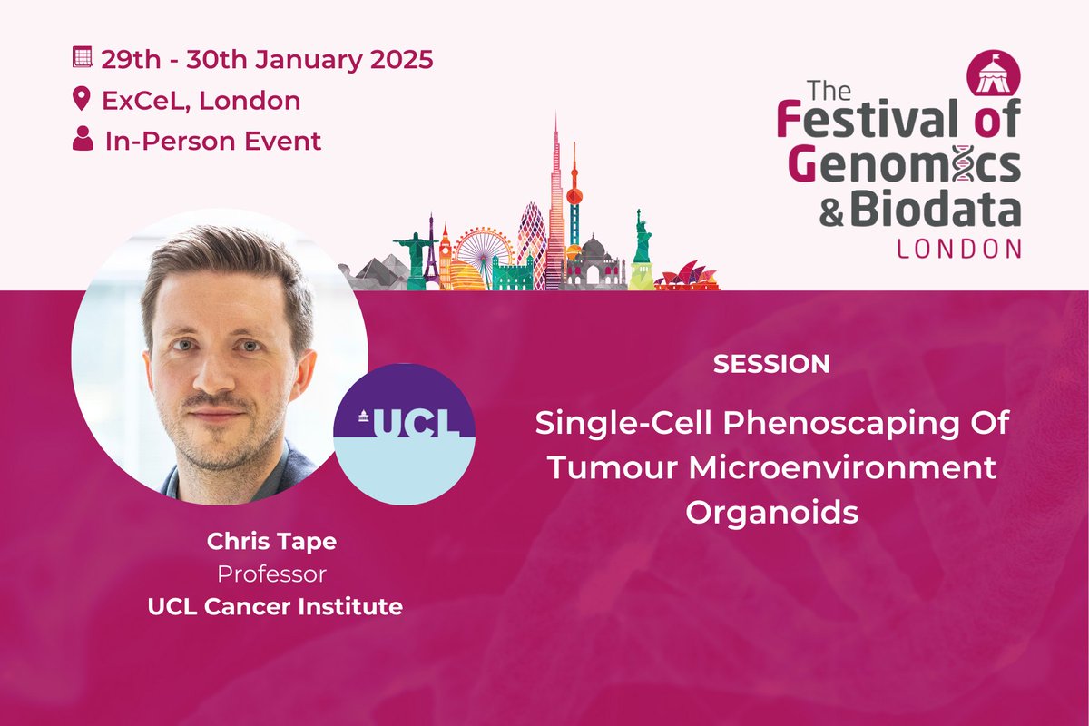 christophertape's tweet image. Excited to speak on the 'Single-cell Stage' at The Festival of Genomics & Biodata (@FoGenomics) in London next month.
Academic tickets are available free here: festivalofgenomics.com/london/en/page…