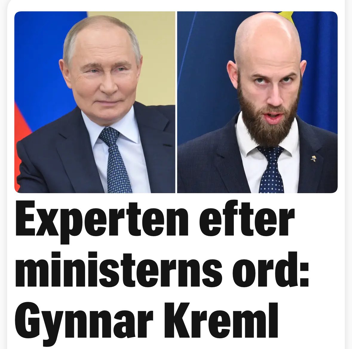 Minister mot desinformation sprider desinformation.

Moderaten Carl-Oskar Bohlin, kommunicerar han åt Kreml nu?