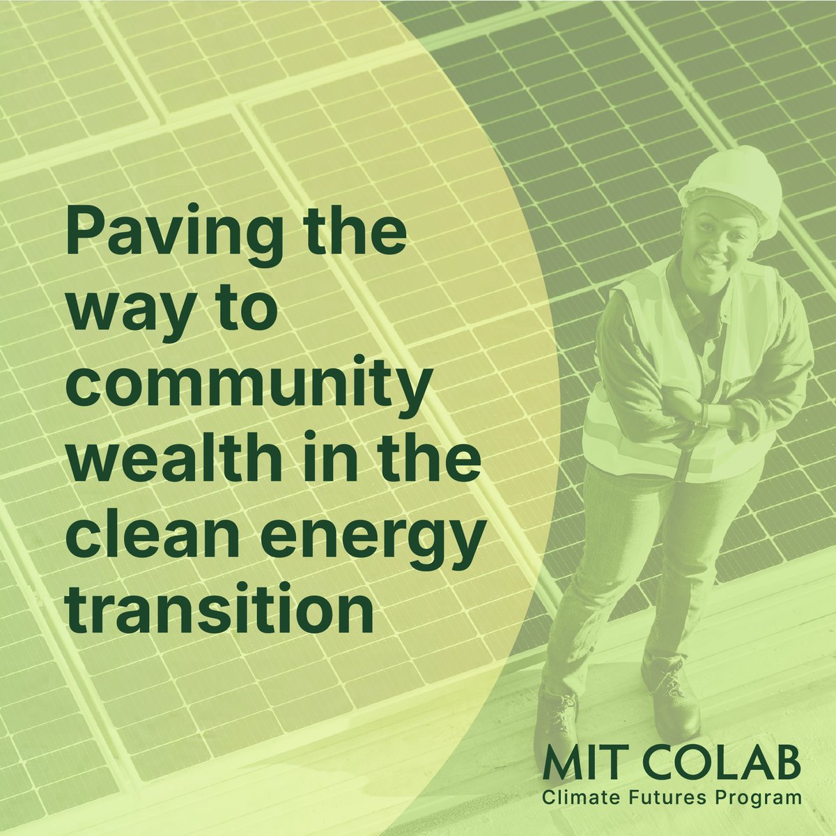 MITCoLab's tweet image. At MIT CoLab, we’re working to make the clean energy transition more equitable for all. Our Closing the Gaps initiative is making sure the benefits of climate investments reach the communities that need them most. ow.ly/jekV50UiE1m