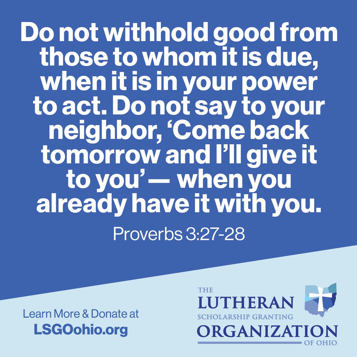 On this #GivingTuesday, your support helps empower the future of Lutheran education in Ohio. Every donation to the Lutheran Scholarship Granting Organization of Ohio opens doors to scholarships, allowing more students to experience the power of faith-based learning. Together, we