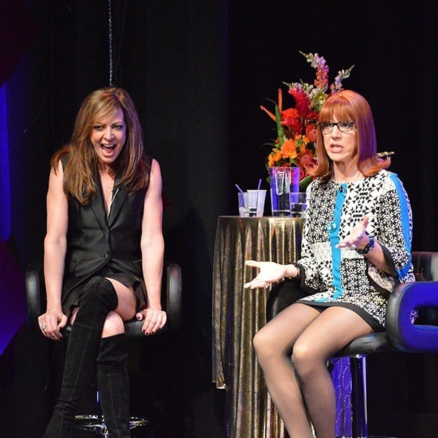 janneymedia's tweet photo. Allison Janney with Coco Peru as she joined the drag royalty on stage as a guest in their talk show, "Conversations with Coco," in 2015. https://t.co/9fVdiPphNb