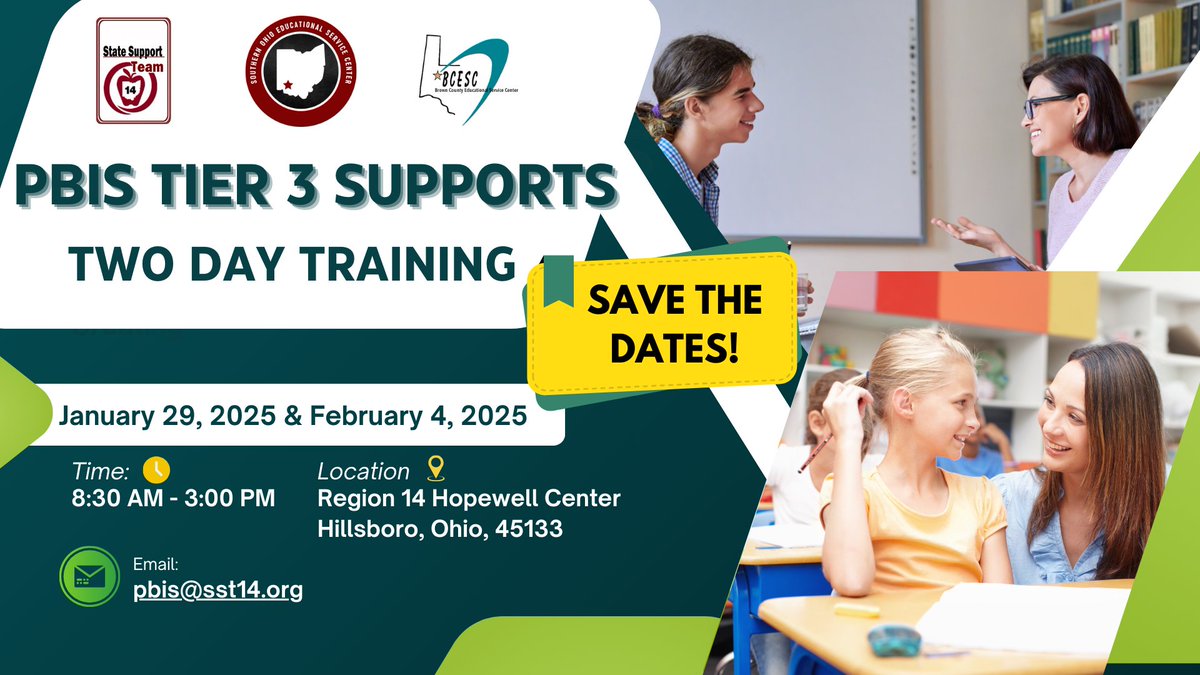 🚨 Attention Tier 3 Teams! 🚨 

Don't miss our 2-day PBIS Tier 3 Supports training—boost your skills in providing individualized support for students with intensive needs. 

📅 Stay tuned for details! 
💪 Let's make a difference together! 

#Tier3 #SST14 #PBIS #StudentSupport