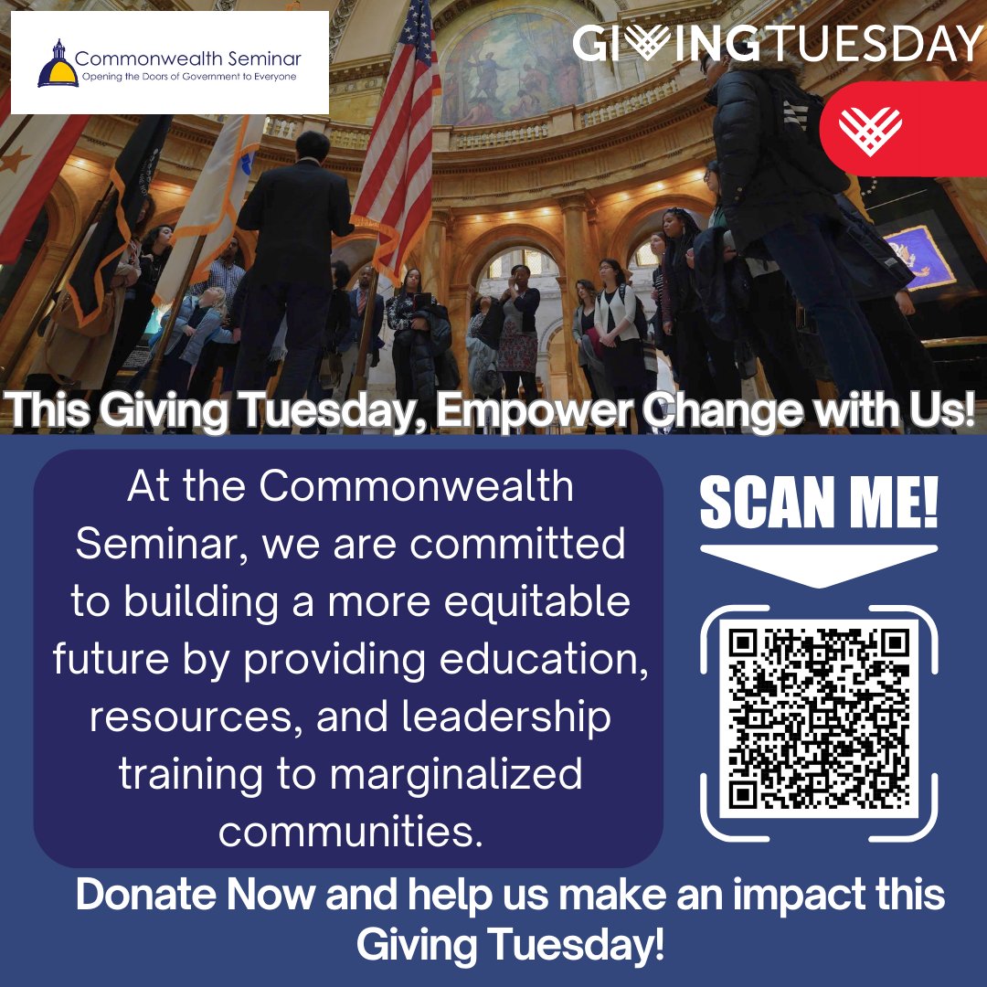 This #GivingTuesday, we need your help to support the Commonwealth Seminar and its mission to Open the Doors of Government to All. 

Please consider donating today! Donate here: paypal.com/donate/?hosted…