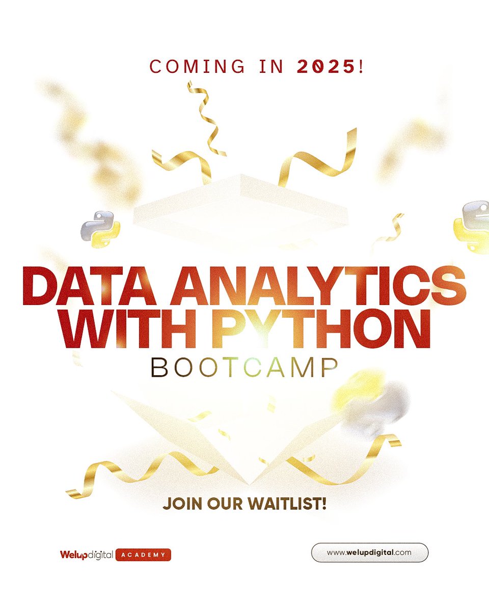 Welup_digital's tweet image. Our boot camps are back with 5 exciting new courses!🎉
Join our waitlist now and secure your spot!
Registrations have officially begun.
And we can't wait to welcome you!🤓
#techskills #cybersecurity #datasciencewithpython #productmanagement #techcourses #techtraining