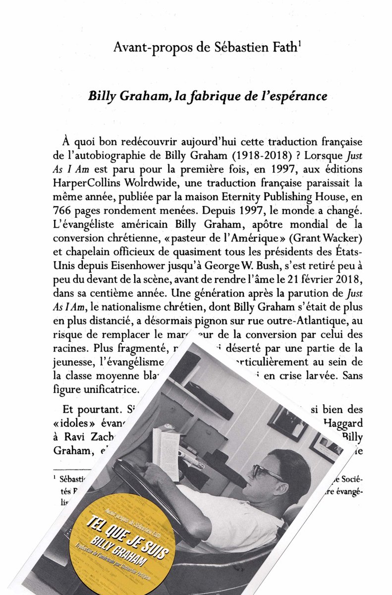 L'occasion de revenir, dans l'avant-propos, sur une figure centrale de l'#évangélisme au XXe siècle, tantôt conformiste, tantôt nageant à contre-courant, qui n'a pas été remplacée
➡️ "Billy Graham, la fabrique de l'espérance" (p.9-14)
Merci à <a href="/CalvinEditions/">CalvinÉditions</a> et à <a href="/stef_zehr/">Stéphane Zehr</a>
(2/2)