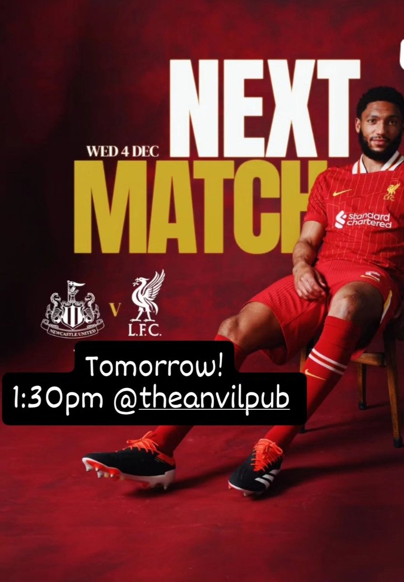 lfcbhm's tweet photo. Tomorrow brings us a midweek clash with Newcastle United. The match kicks off at 1:30pm. The Birmingham Reds will be watching @AnvilPub  #WalkOn https://t.co/XyHF1MkVDB