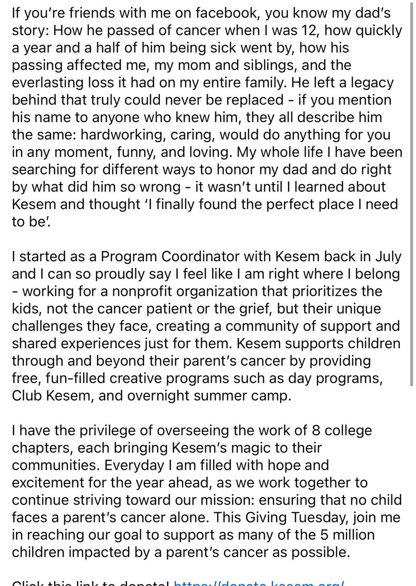 barguebrackett's tweet image. Read my story and donate to @CampKesem today!! This Giving Tuesday, join me in reaching our goal to support as many of the 5 million children impacted by a parent’s cancer as possible. 💙💚