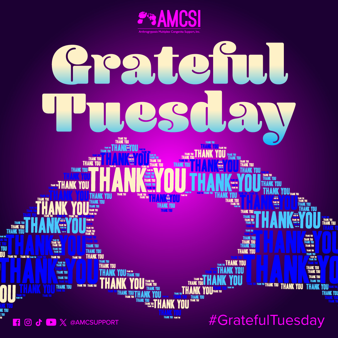 amcsupport's tweet photo. ๐ Today is Grateful Tuesday, #PayItForwardby sharing, reposting, liking, & spreading the word about our Grateful Tuesday campaign to those who can help brighten the lives of those with AMC. (https://t.co/TZoSPtCnlF)
Hashtags
#AMCSI #GratefulTuesday #AMCSupport #Arthrogryposis https://t.co/nRsEHWZzhh