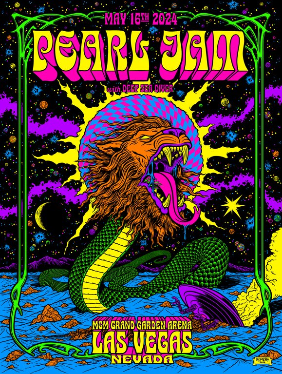 Ryan_Meader11's tweet image. Pearl Jam - Tour Poster

May 16, 2024
MGM Grand Garden Arena
Las Vegas, NV

Artist:  Brian Romero ( @brianromero )