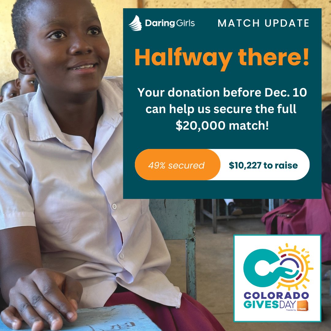 It's #CryptoGivingTuesday and there's still time to 2x your gift!  It costs $100 on ave for a girl to participate in a full year of mentorship programming.

Just 0.011 #BTC can support 10 girls through one year of programs! (x2 w/ match!)

thegivingblock.com/donate/daring-…… #CryptoForGood