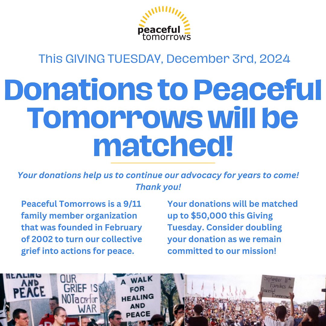Consider a donation to Peaceful Tomorrows! 

peacefultomorrows.salsalabs.org/donatenow/inde…