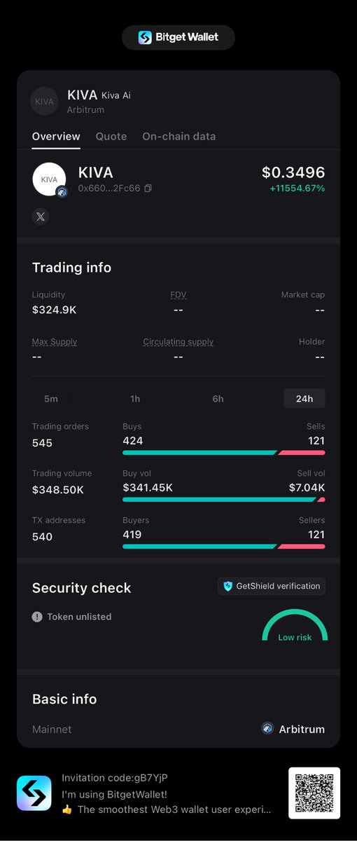 I'm using <a href="/BitgetWallet/">Bitget Wallet 🩵</a>!
👍 The smoothest Web3 wallet user experience I've had
💰 Finding the key to prosperity here every day!
If you havent tried it yet, remember to use my invite code to claim $5 #Gasfee subsidy! #BitgetWallet #Web3
web3.bitget.com/en/swap/arbitr…