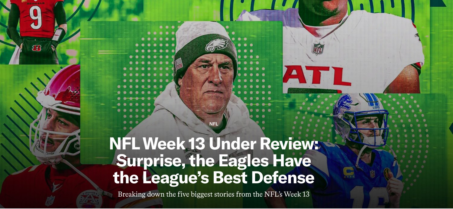Sheil Kapadia on X: &ldquo;NFL Week 14 Under Review! @ringer Eagles have 