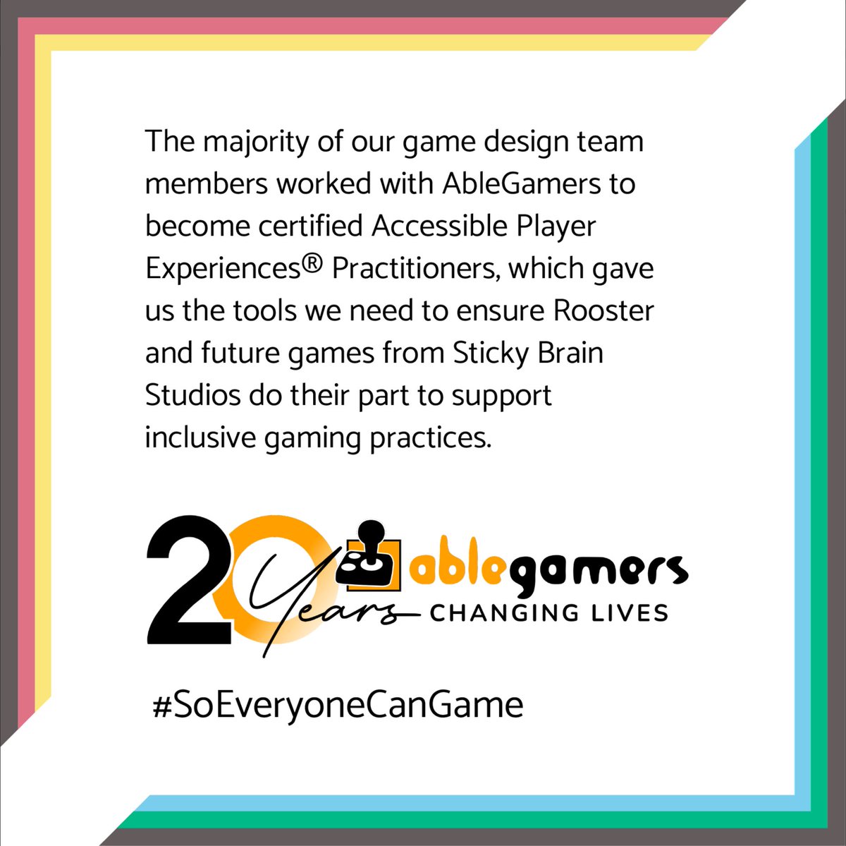 gumsmarts's tweet photo. Today is the International Day of Persons with Disabilities. Many of us at Sticky Brain Studios have disabilities, and it's important for us to think about how we make our games more accessible
#InternationalDayofPersonswithDisabilities #explore #explorepage #Stickybrainstudios https://t.co/WS5HAdrJTK