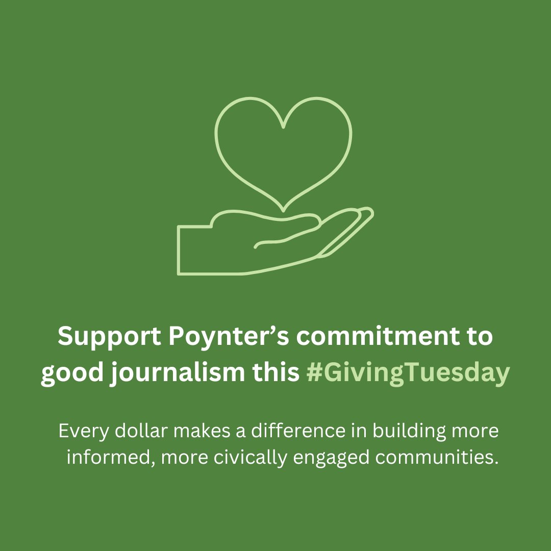 I feel lucky to work at <a href="/Poynter/">Poynter</a> and play a small part in trying to strengthen journalism. This #GivingTuesday, you can support our nonprofit mission to continue this work and help foster trust in our communities. Please consider donating today at poynter.org/give