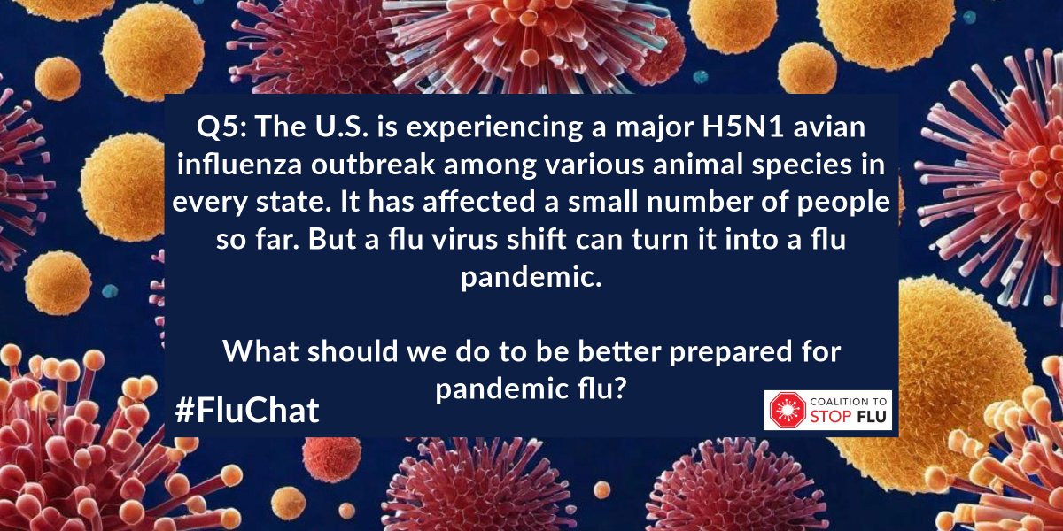 The U.S. is experiencing a major H5N1 avian influenza outbreak among various animal species in every state. It has affected a small number of people so far. But a flu virus shift can turn it into a flu pandemic. What should we do to be better prepared for pandemic flu? #FluChat