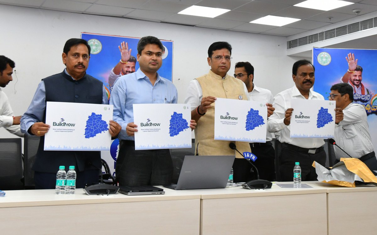 OffDSB's tweet photo. Launched BuildNow, the new Unified Online Building and Layout Approval System for Telangana.

As per the new system, drawing scrutiny processing time would be reduced from weeks to minutes. 

The existing TGbPASS system takes nearly 30 days for scrutiny.

The approvals for non-high rise buildings would be reduced from 21 to 15 days. While the issuance of occupancy certificates would be reduced from 15 to 10 days. 

The new system would be open to the public from February 1, 2025.