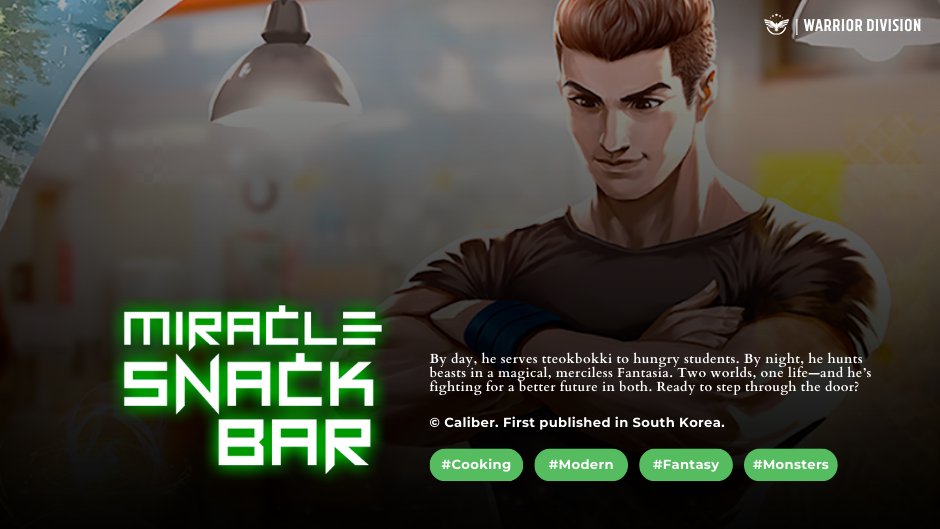 With 18M+ views in Korea, "Miracle Snack Bar" makes its English debut this Christmas!

🍜 By day, he serves tteokbokki to students.
⚔️ By night, he hunts beasts in a magical realm.

Preorder now: amzn.to/49jQ0tE