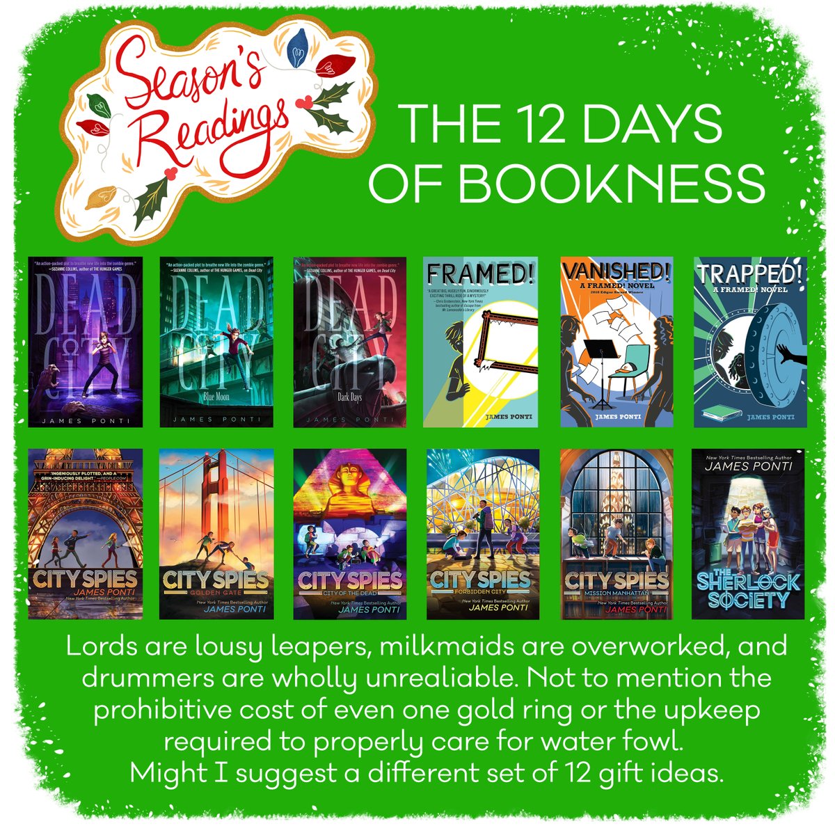 James Ponti (@jamesponti) on Twitter photo Books make the best presents! Retweet this post and you're automatically entered for a chance to win one from me. This weekend, I'll randomly select three winners and each can pick any book of mine that they'd like! Happy Holidays! <a href="/SimonKIDS/">Simon Kids</a> Books make the best presents! Retweet this post and you're automatically entered for a chance to win one from me. This weekend, I'll randomly select three winners and each can pick any book of mine that they'd like! Happy Holidays! <a href="/SimonKIDS/">Simon Kids</a>