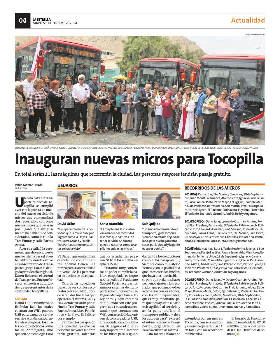 #Tocopilla: para quienes han consultado, aquí toda la información sobre el nuevo sistema de micros para la ciudad y del recorrido que tendrán las máquinas 201 y 202, que básicamente tendrán una ruta de costa y la otra por el sector cerro.