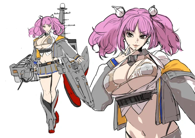 艦ギャルのラフです('ω`)ふとももがふとい 