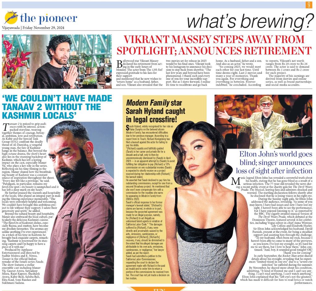 #LatestNews 
#VikrantMassey #VikrantMasseyRetirement #taanav2 #ModernFamily #SarahHyland #EltonJohn