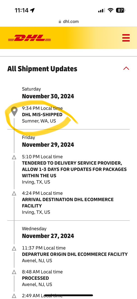 When your package is three days late and you discover it was headed to Longview, Washington instead of Longview, Texas 👏 <a href="/DHLGlobal/">DHL Group</a>